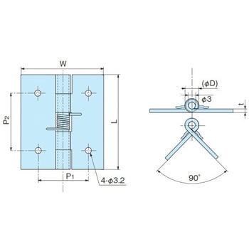 鉄製スプリング付蝶番 ホシモト