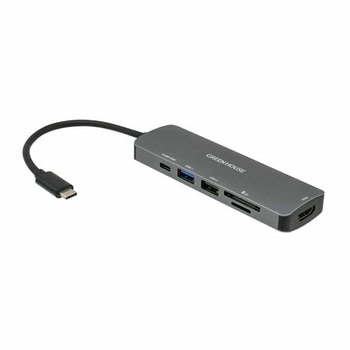 USB3.1 Gen1 ドッキングステーション 6in1 シルバー グリーンハウス