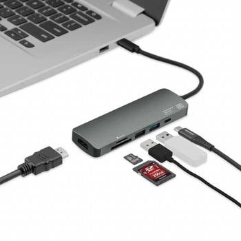USB3.1 Gen1 ドッキングステーション 6in1 シルバー グリーンハウス