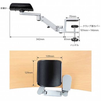 GH-AMRA-GY クランプ式アームレスト 1個 グリーンハウス 【通販