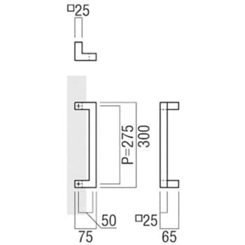 T1172-01-001-L300 ドアハンドル 角型 振り出しタイプ T1172 1組 UNION