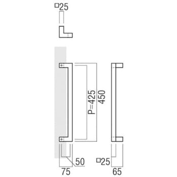 T1172-01-023-L450 ドアハンドル 角型 振り出しタイプ T1172 1組 UNION