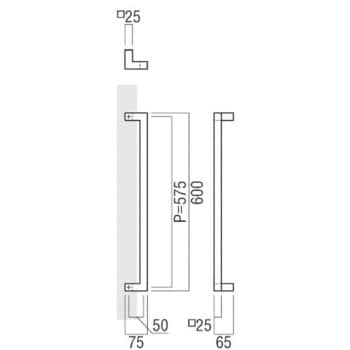 T1172-01-023-L600 ドアハンドル 角型 振り出しタイプ T1172 1組 UNION