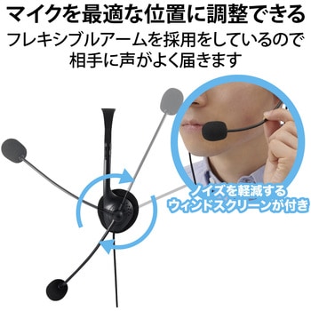 ヘッドホン ヘッドセット マイク付き 有線 USB接続 タイプC変換ケーブル付 小型オーバーヘッドタイプ ミュートスイッチ付き 無指向性 テレワーク WEB会議 オンライン授業 ブラック エレコム