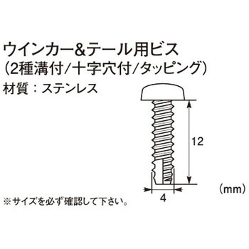 ウインカー&テール用ビス(2種溝付/十字穴付/タッピング) K-CON(キタコ)