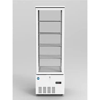 業務用 4面ガラス冷蔵ショーケース(片面扉) 容量237L 外形寸法515×553×1600mm JCMS-240