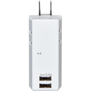 耐雷USBタップ 収納プラグ  急速充電 2個口 2ポート コードなし ELPA
