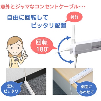 コンセントを無駄なく差せるスリム回転USBタップ  急速充電 4個口 2ポート ELPA