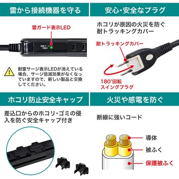 コンセントを無駄なく差せるスリム回転USBタップ  急速充電 4個口 2ポート ELPA