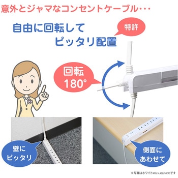 コンセントを無駄なく差せるスリム回転USBタップ  急速充電 4個口 2ポート ELPA