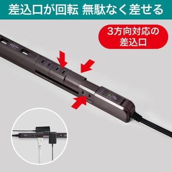 コンセントを無駄なく差せるスリム回転USBタップ  急速充電 4個口 2ポート ELPA