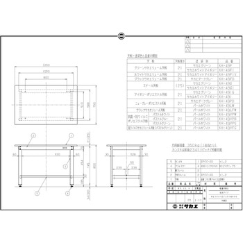 軽量作業台(KH/350kg/抗菌・抗ウイルスポリエステル天板/H800) サカエ