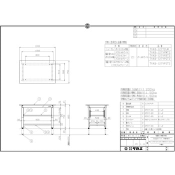軽量高さ調整作業台(TKK8/200kg/抗菌・抗ウイルスポリエステル天板/H800～1000/中棚中板付) サカエ