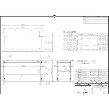 軽量作業台(KHタイプ/200kg/スチール天板/H900/キャスター付) サカエ