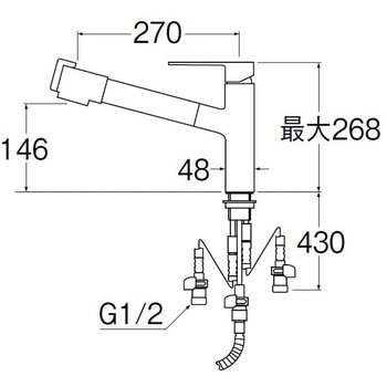 シングル浄水器付ワンホールスプレー混合栓 SANEI
