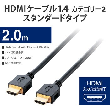HDMIケーブル 2K4K対応 ハイスピード イーサネット対応 RoHS ブラック エレコム