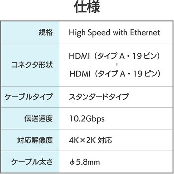 HDMIケーブル 2K4K対応 ハイスピード イーサネット対応 RoHS ブラック エレコム