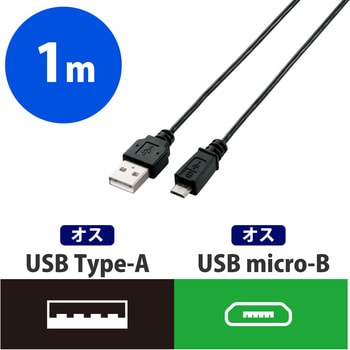 USBケーブル microB-A 極細 スリム ブラック エレコム マイクロUSB