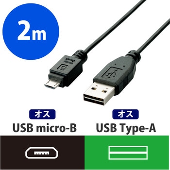 USBケーブル microB-A 両面挿せる ブラック エレコム