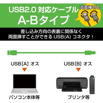 USBケーブル B-A 両面挿せる ブラック エレコム
