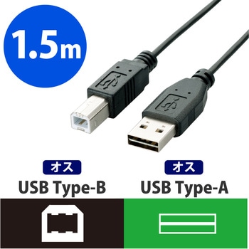 USBケーブル B-A 両面挿せる ブラック エレコム