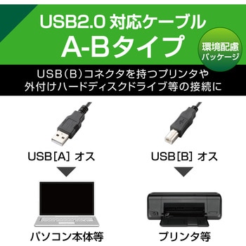 USBケーブル B-A 環境配慮パッケージ RoHS エレコム