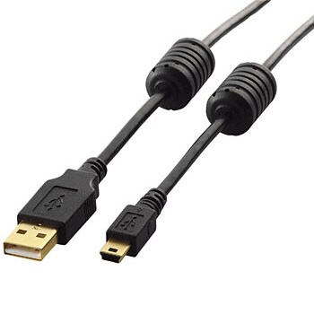 USBケーブル miniB-A フェライトコア ブラック エレコム