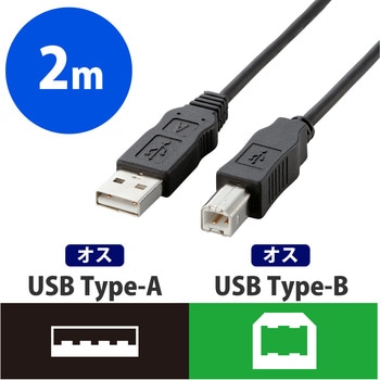 USBケーブル (USB2.0対応) A-Bタイプ ツイストペアケーブル RoHS指令準拠 USB(A)[オス]-USB(B)[オス] エレコム