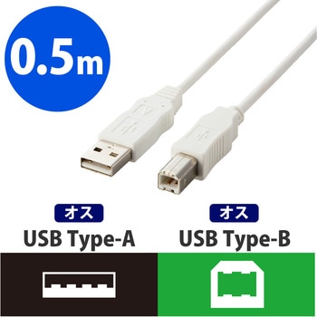 USBケーブル (USB2.0対応) A-Bタイプ ツイストペアケーブル RoHS指令準拠 USB(A)[オス]-USB(B)[オス] エレコム