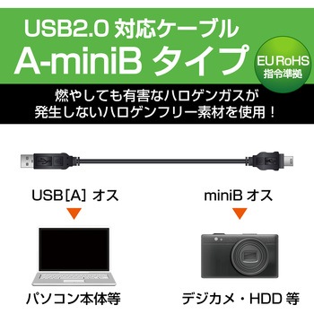 USBケーブル デジカメケーブル ミニB-A ブラック エレコム USBケーブル 【通販モノタロウ】