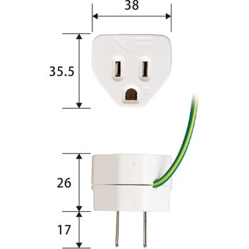T-H32N 変換アダプタ コンセント変換プラグ 3P→2P ノイズ対策機能 雷