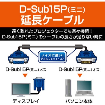 ディスプレイケーブル 延長 D-sub15ピン(ミニ)[オス] -D-Sub15ピン