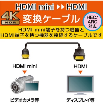 miniHDMIケーブル HDMI-ミニHDMI 4K対応 ハイスピード イーサネット対応 RoHS ブラック エレコム