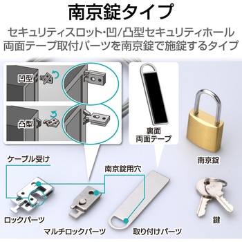 セキュリティワイヤー (長さ1.7m/径2.2mm) 南京錠 鋼鉄製ワイヤー ESL-25 セキュリティケーブル パソコン エレコム