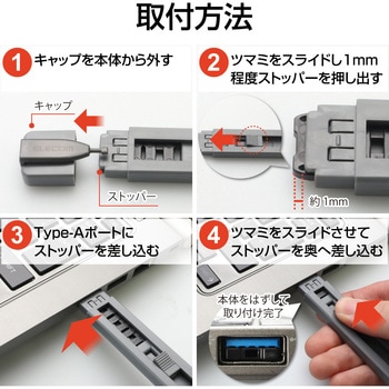 USBポートガード/本体1個ストッパー6個セット ESL-USB1 エレコム