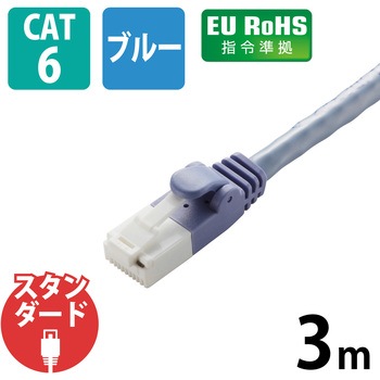 LANケーブル CAT6 ギガビット 爪折れ防止 スリムコネクタ RoHS エレコム