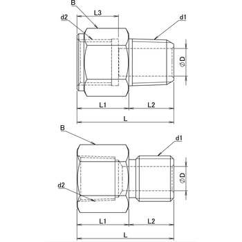 黄銅製 変換内外ソケット - アソー