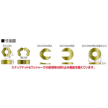 スチール  スナップナット ワッシャーセット仕様(分割ナット・差し込み式スピードナット) イイファス
