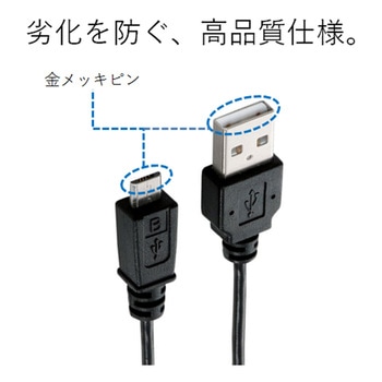 USBケーブル A-microB USB2.0 極細 スマートフォン タブレット エレコム