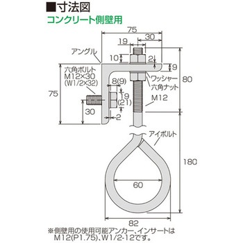 アシバツナギ チェーン吊りハンガー(CH-Wセット75×260 コンクリート側壁用) イイファス