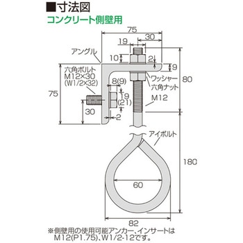 アシバツナギ チェーン吊りハンガー(CH-Wセット75×260 コンクリート側壁用) イイファス