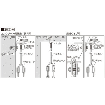 アシバツナギ チェーン吊りハンガー(CH-Cセット82×260 コンクリート天井用) イイファス