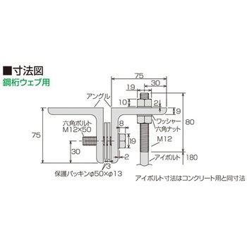 アシバツナギ チェーン吊りハンガー(CH-SWセット75×260 鋼桁ウェブ用) イイファス