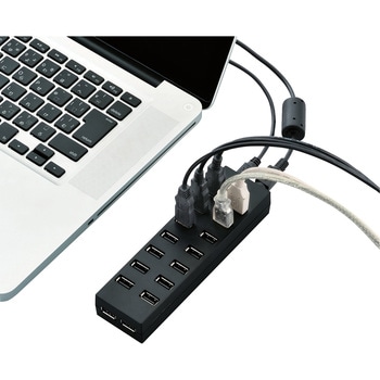 USBハブ 2.0 16ポート 同時接続 セルフパワー ACアダプタ付 着脱式ケーブル エレコム