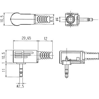 3極超小形単頭プラグ Φ2.5 マル信無線電機