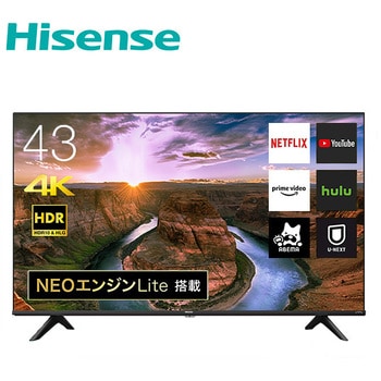 テレビ/映像機器 テレビ 43E65G 43型 4K液晶テレビ 1台 Hisense(ハイセンス) 【通販モノタロウ】
