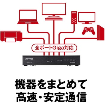 LAN HUB Giga 8ポート スイッチングハブ 電源内蔵 金属筐体 マグネット付 BUFFALO(バッファロー)