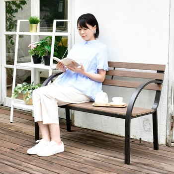 木目調 ガーデンベンチ YAMAZEN(山善)