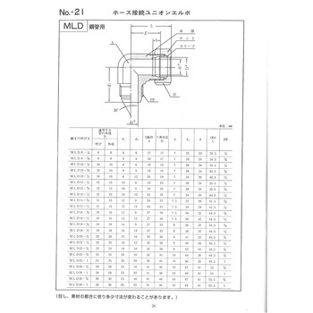 鋼管用 くい込み継手 MLD ホース接続ユニオンエルボ マルエム産業