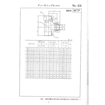 鋼管用 くい込み継手 MTF ティー片ニップル(めす) マルエム産業
